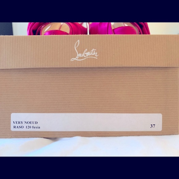 Auth Christian Louboutin 37 Very Noed 120 Fuxia Satin Slingback Women’s Heel - Picture 3 of 13